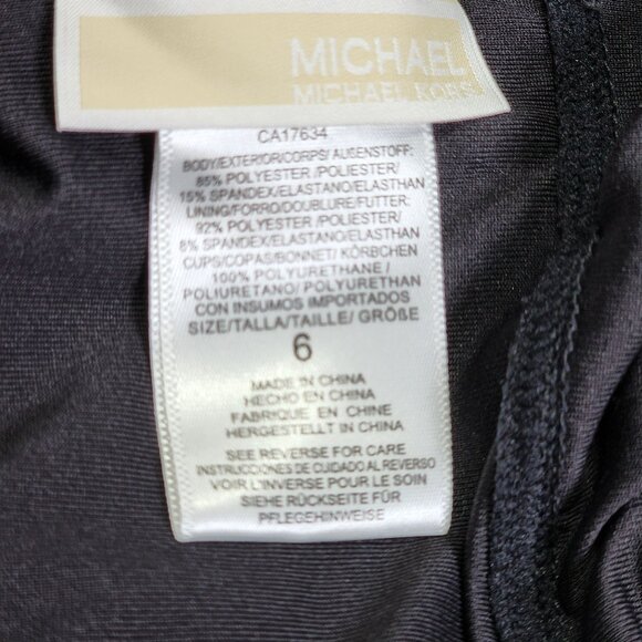 Michael Kors Black One-Piece Swimsuit Size 6 With Gold Grommets New - Picture 3 of 9